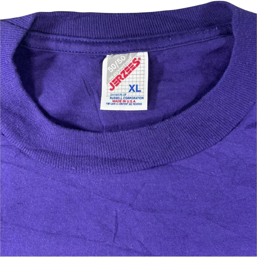 Vintage Jerzees Jaguar Logo T Shirt XL Purple Yellow Made in USA 90s Automotive